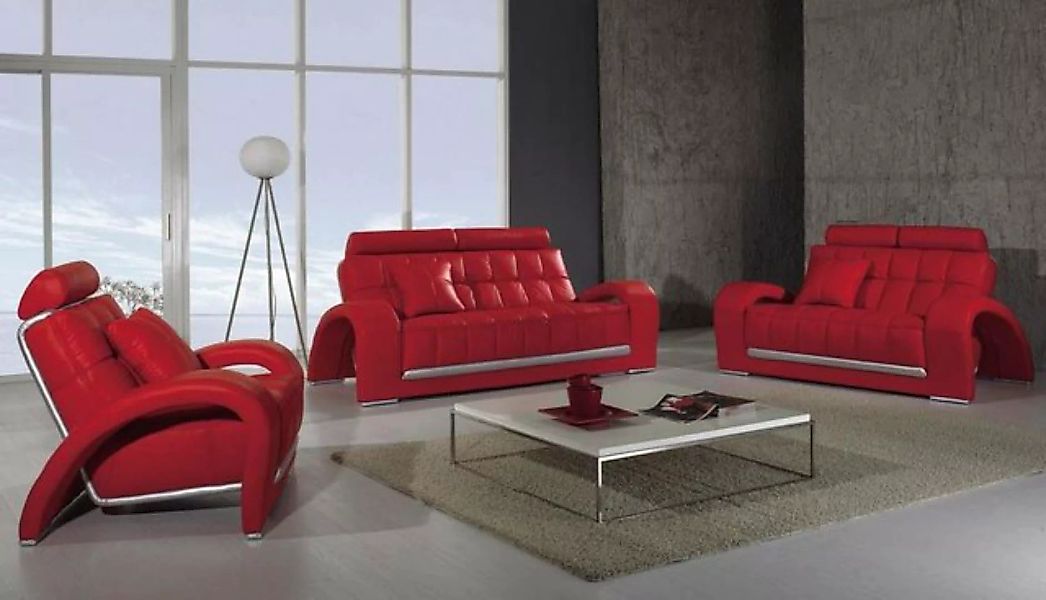 JVmoebel Sofa Sofagarnitur 3+2+1 Sitzer Sofa Couch Garnituren Leder Sofas, günstig online kaufen