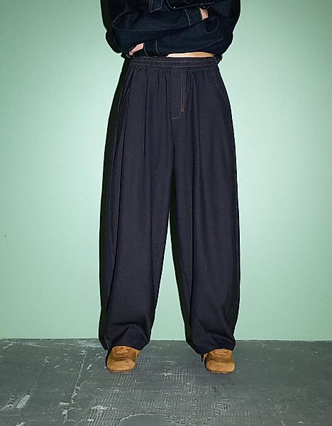 Bershka Joggerhose Mit Barrel-Motiv Damen S Dunkelblau günstig online kaufen