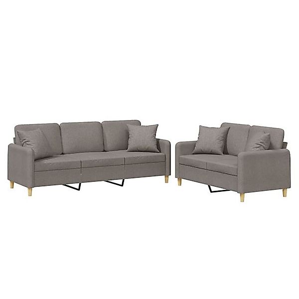 vidaXL Sofa 2-tlg. Sofagarnitur mit Kissen Taupe Stoff günstig online kaufen