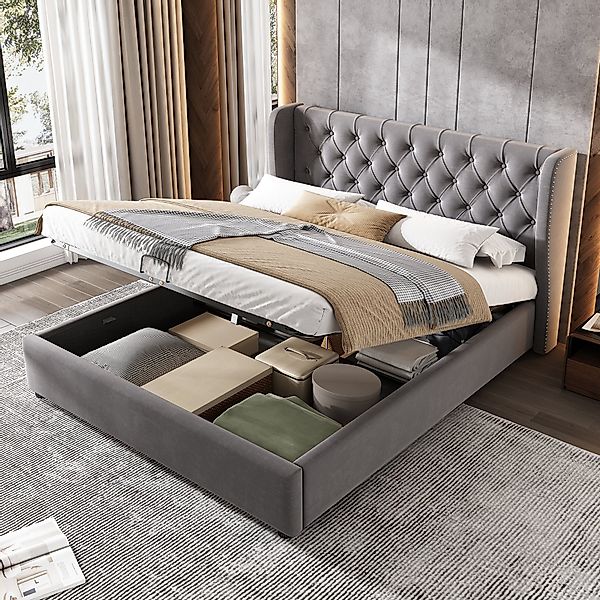 OKWISH Polsterbett Doppelbett Stauraumbett (Ohrenform Doppelte günstig online kaufen