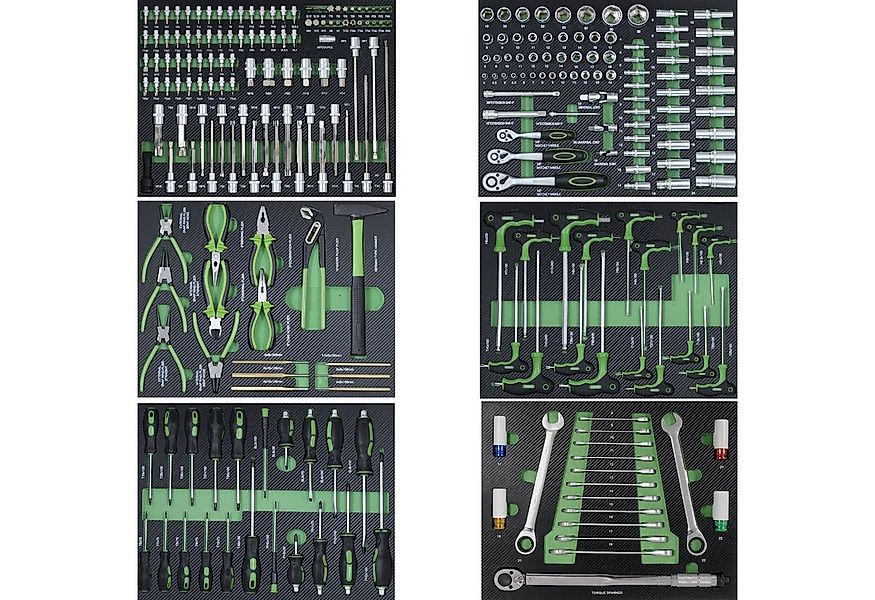 TRUTZHOLM Werkzeugset 6xWerkstattwageneinlagen 520x400mm bestückt 254 Teile günstig online kaufen