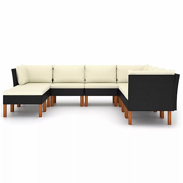 9-tlg. Garten-lounge-set Mit Kissen Poly Rattan Schwarz günstig online kaufen