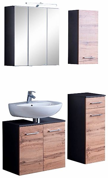 welltime Badmöbel-Set "Avignon" 4 Stk. tlg. mit 3D-Spiegelschrank mit LED-A günstig online kaufen
