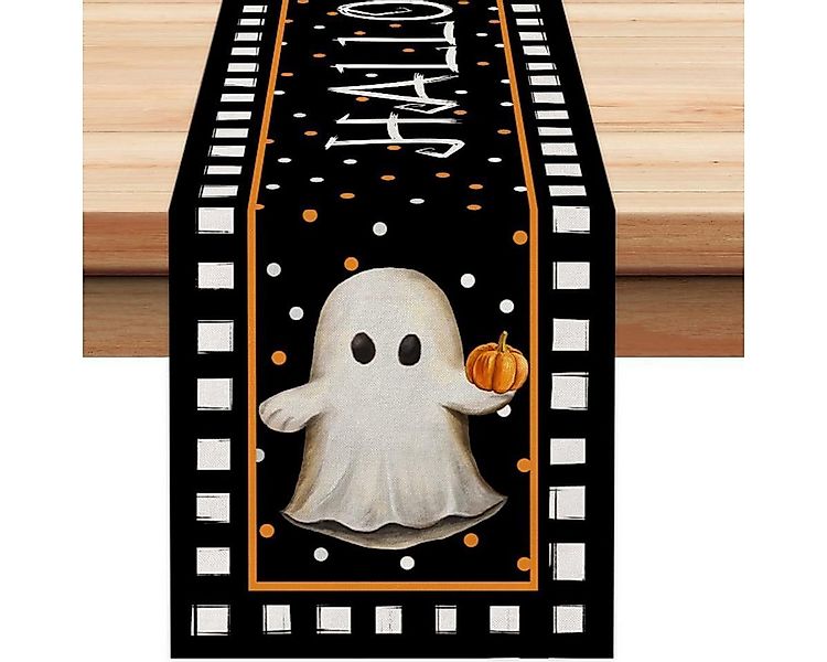 LAPAPRO Tischläufer Halloween Tischläufer Leinen mit Kürbis Gruselig Geist günstig online kaufen