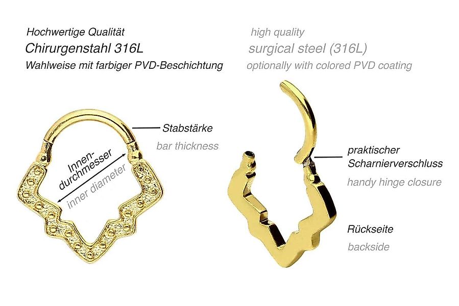 PIERCINGLINE Piercing-Set Chirurgenstahl Clicker DESIGN (Clicker günstig online kaufen