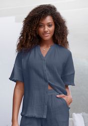 s.Oliver Pyjamaoberteil aus gewebtem Musselinstoff günstig online kaufen