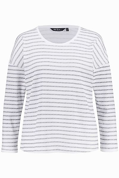 Ulla Popken Sweatjacke Loungewear-Shirt Piqué Ringel günstig online kaufen