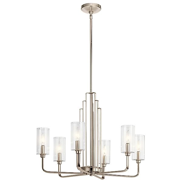 Licht-Erlebnisse Kronleuchter Jugendstil Glas Metall 68,6 cm Breit 6-Flammi günstig online kaufen