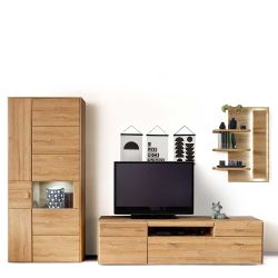 Schrankwand in Wildeichefarben Landhausstil (dreiteilig) günstig online kaufen