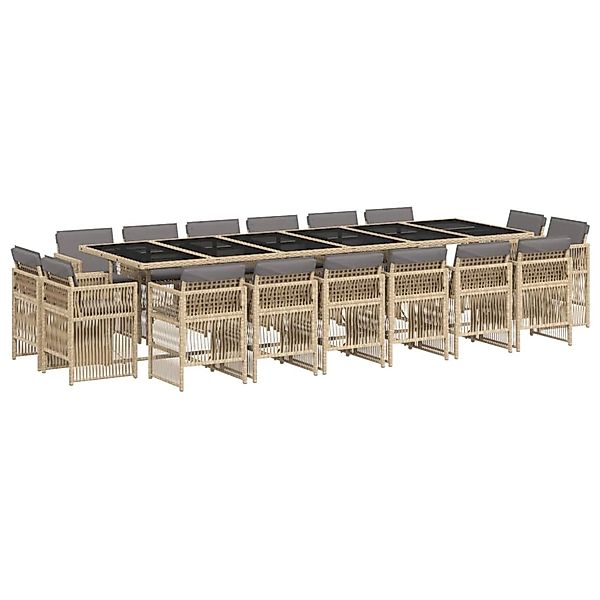 vidaXL 17-Tlg Garten-Essgruppe mit Kissen Beigemischung Poly Rattan 3211068 günstig online kaufen