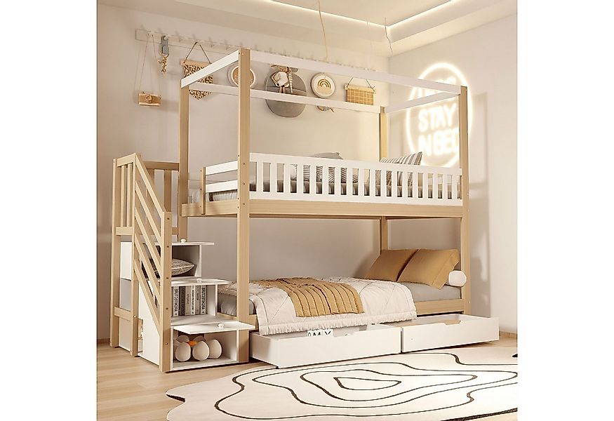 Merax Etagenbett (1-St., Kinderbett Jugendbett Stockbett mit Hausdesign), K günstig online kaufen