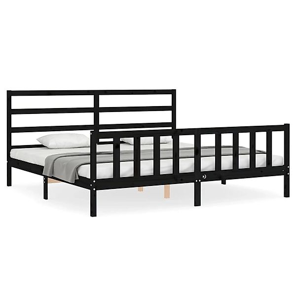 vidaXL Massivholzbett mit Kopfteil Schwarz 200x200 cm 3191930 günstig online kaufen