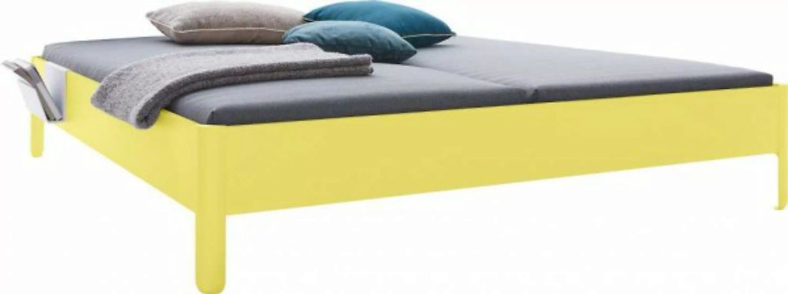 NAIT Doppelbett farbig lackiert Dynamischgelb 200 x 210cm Ohne Kopfteil günstig online kaufen