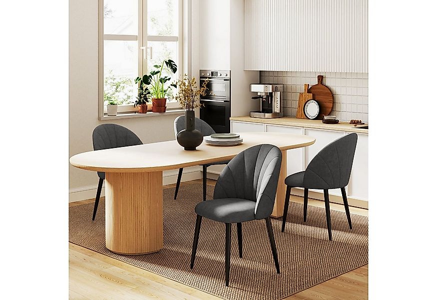 HOMCOM Esszimmerstuhl mit Metallbeine, armlos (Küchenstühle in Leinenoptik, günstig online kaufen