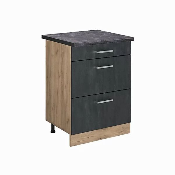 Vicco Unterschrank R-Line, Schwarz Beton/Goldkraft Eiche, 60 cm AP Anthrazi günstig online kaufen