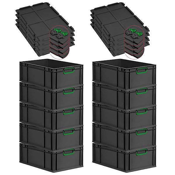 PROREGAL SuperSparSet 10x Eurobox Nextgen Color Mit Scharnierdeckel HxBxT 2 günstig online kaufen