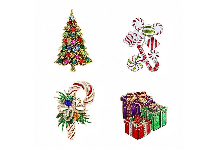 FOUORTUNATE-BEE Broschen Set Weihnachtsbaum-Broschen-Set – 4-teiliges festl günstig online kaufen