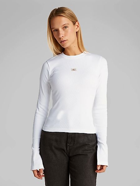 Calvin Klein Jeans Longtop "WOVEN LABEL RIB LS TOP", mit Logodruck günstig online kaufen