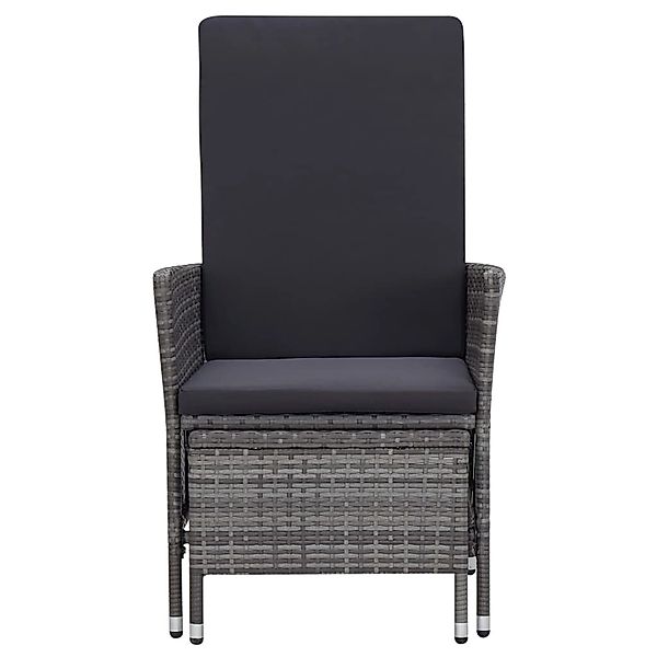 vidaXL Garten-Liegestuhl mit Auflagen Poly Rattan Grau günstig online kaufen
