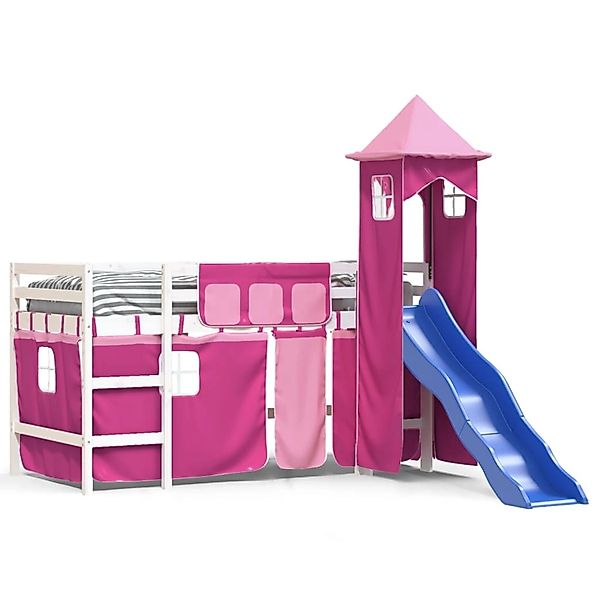 vidaXL Kinderhochbett mit Turm Rosa 80x200 cm Massivholz Kiefer1930115 günstig online kaufen