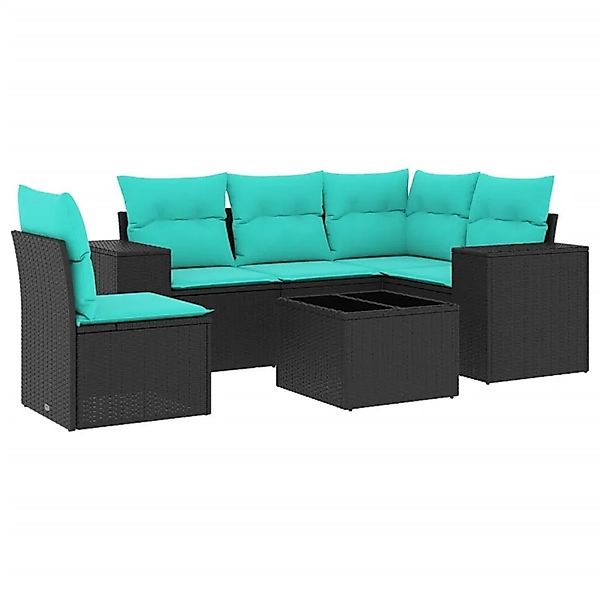 vidaXL 6-Tlg Gartensofa-Set mit Kissen Schwarz Polyrattan 3222576 günstig online kaufen