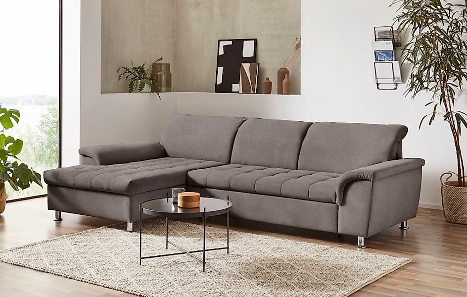 DOMO collection Ecksofa "Franzi, zeitlos und elegant, moderne Sitzheftung, günstig online kaufen