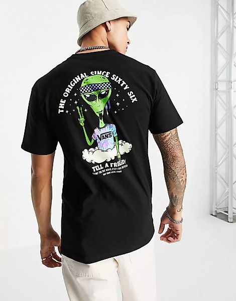 Vans – Just Visiting – T-Shirt mit Print hinten in Schwarz günstig online kaufen