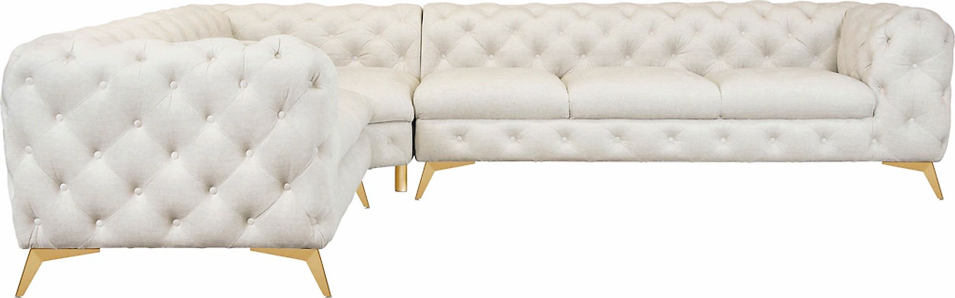 Home affaire Chesterfield-Sofa "Ecksofa GLYNIS L-Form mit Wellenunterfederu günstig online kaufen