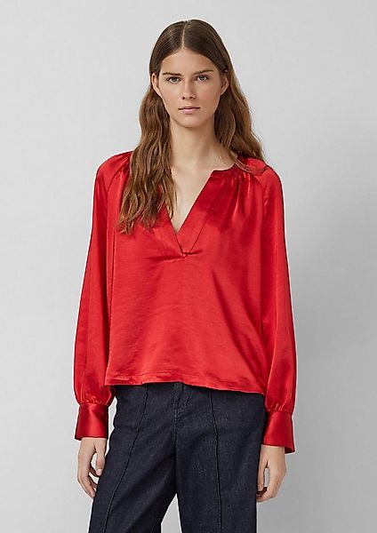 s.Oliver Langarmbluse Bluse Bluse aus Satin mit tiefem V-Ausschnitt günstig online kaufen