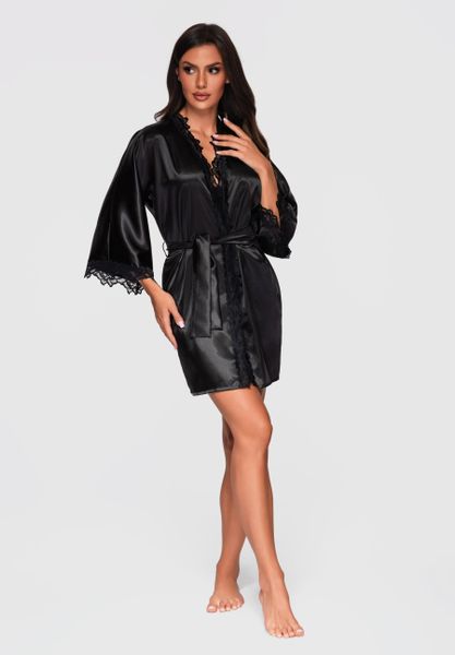 OMBRE Damenbademantel Eleganter Satin-Morgenmantel mit Spitze günstig online kaufen