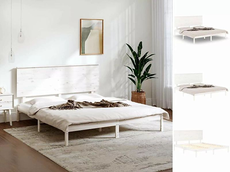 vidaXL Bettgestell Massivholzbett Weiß Kiefer 160x200 cm Bett Bettgestell D günstig online kaufen
