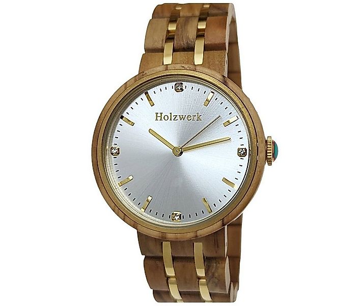 Holzwerk Quarzuhr LEBUS edle Damen Strass Holz Armband Uhr, beige braun, go günstig online kaufen