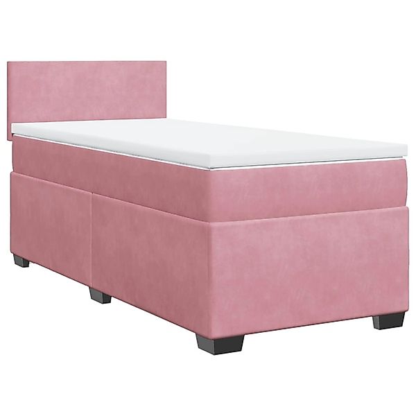 vidaXL Boxspringbett, Boxspringbett mit Matratze Rosa 100x200 cm Samt günstig online kaufen