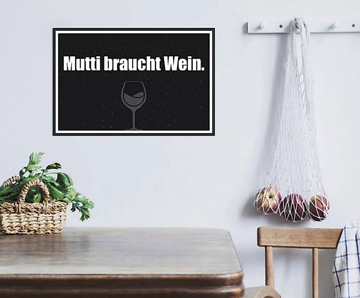 queence Metallbild "Mutti braucht Wein", Schriftzüge, (1 St.), Stahlschilde günstig online kaufen