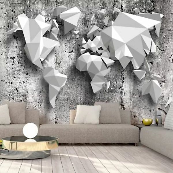 artgeist Fototapete World Map: Origami schwarz/weiß Gr. 350 x 245 günstig online kaufen