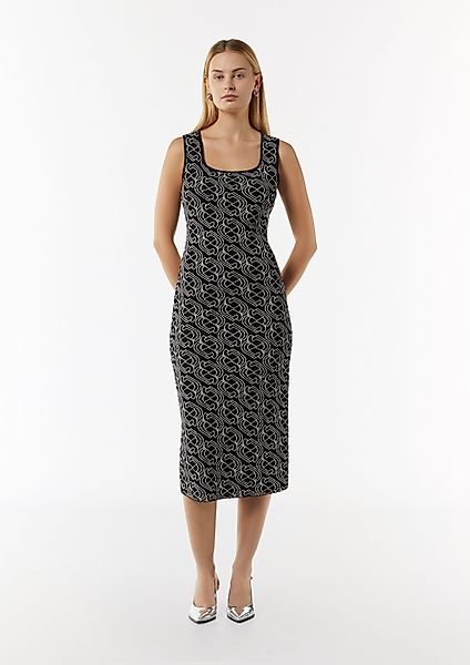 Comma Maxikleid Midi-Feinstrickkleid mit grafischem Muster günstig online kaufen