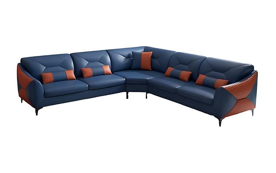 Xlmoebel Ecksofa Modernes blaues Kunstleder-Ecksofa im L-Design mit Designe günstig online kaufen