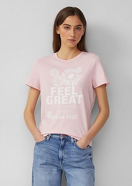 QS Kurzarmshirt Baumwollshirt mit Frontprint günstig online kaufen