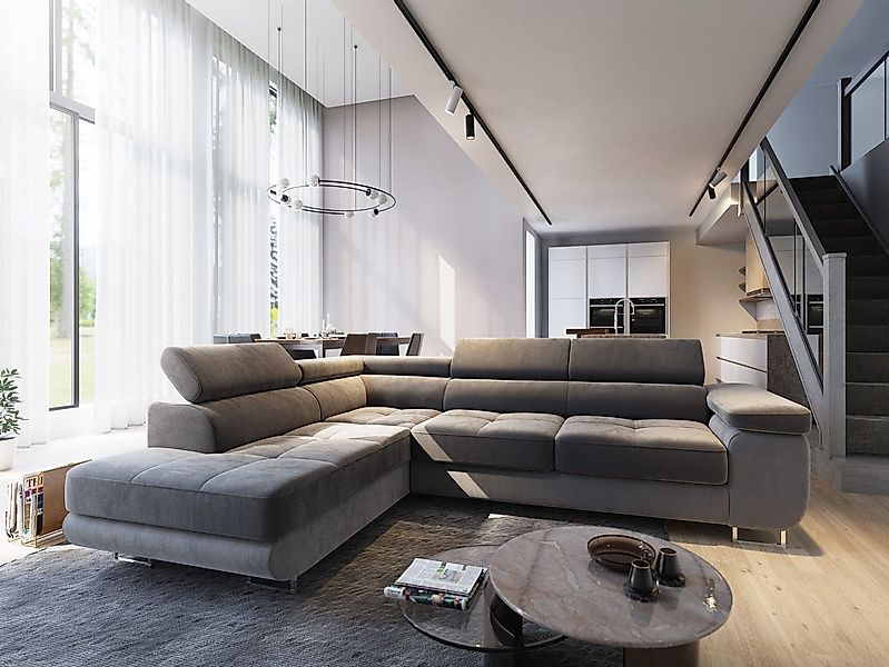 Masseno Ecksofa SELVA mit Schlaffunktion L-Form, Sofa mit Bettkasten günstig online kaufen