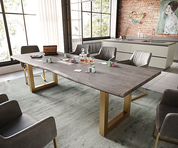 DELIFE Esstisch Edge, Akazie Platin 260x100 günstig online kaufen