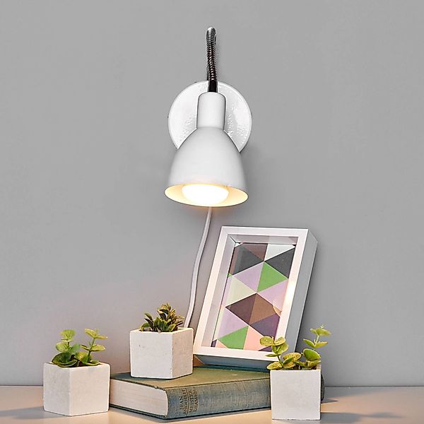 Lindby Wandlampe Amrei, weiß, 42 cm, Stecker, dimmbar günstig online kaufen