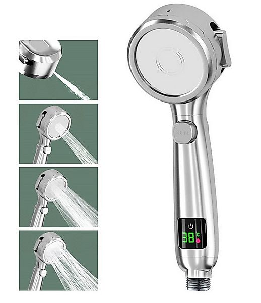 Refttenw Handbrause Hochdruck Duschbrause, 4 Strahlarten, Brausekopf mit Wa günstig online kaufen