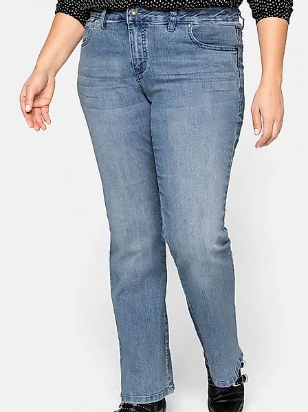 Sheego Bequeme Jeans Bootcut-Jeans in 5-Pocket-Form, mit Used-Effekten günstig online kaufen