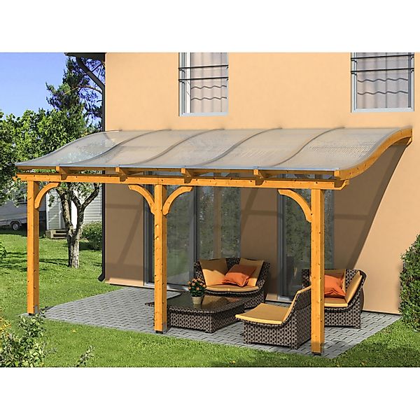 Skan Holz Terrassenüberdachung Venezia 541 x 389 cm Leimholz Eiche hell günstig online kaufen