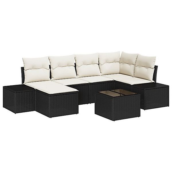 vidaXL Loungesofa 6-teiliges Garten-Sofa-Set mit Kissen braun Poly-Rattan, günstig online kaufen
