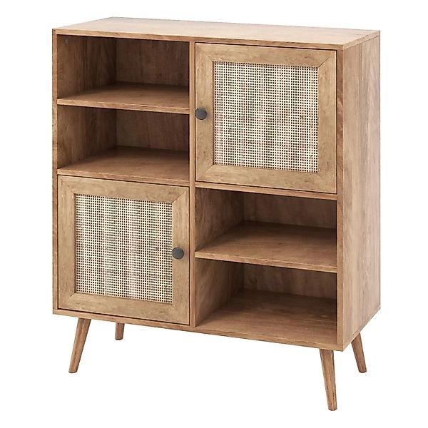 Costway Sideboard Rattan 80 x29,5 x 97 cm 2 Türen 4 Fächer günstig online kaufen