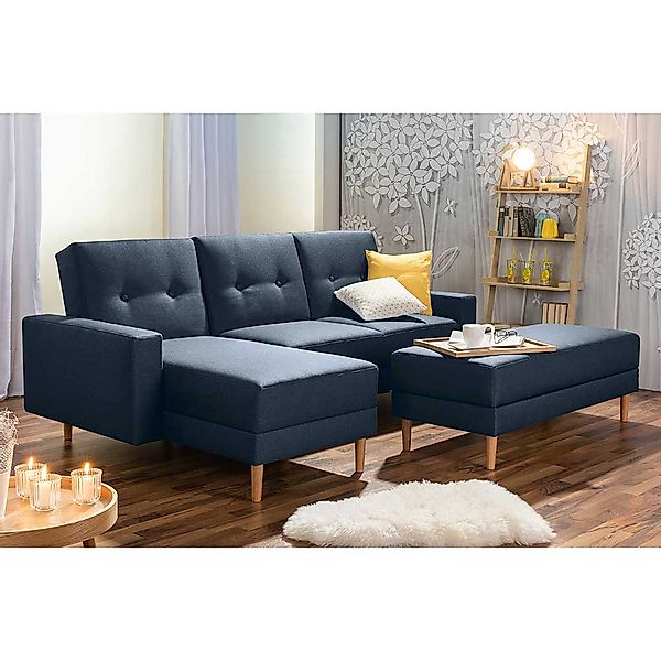 Ecksofa mit Schlaffunktion Blau (zweiteilig) günstig online kaufen