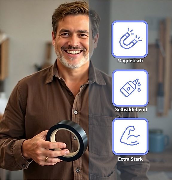 toolmate® Klebeband 1x 3m Magnetklebeband Magnetstreifen Magnetband Selbstk günstig online kaufen