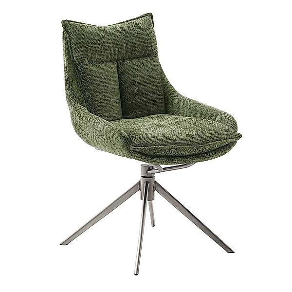 2 Stühle aus Strukturstoff und Metall Oliv Grün und Edelstahlfarben (2er Se günstig online kaufen