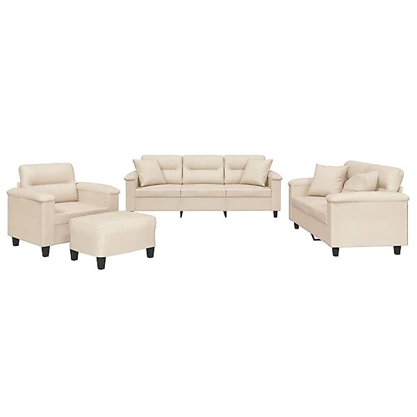 vidaXL 4-Tlg Sofagarnitur mit Kissen Beige Mikrofasergewebe 3202313 günstig online kaufen